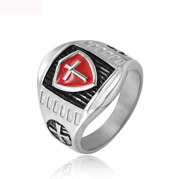 

new crucifix design fashion jewelry rings punk titanium steel knight ring jewel star ring for man ing, Silver