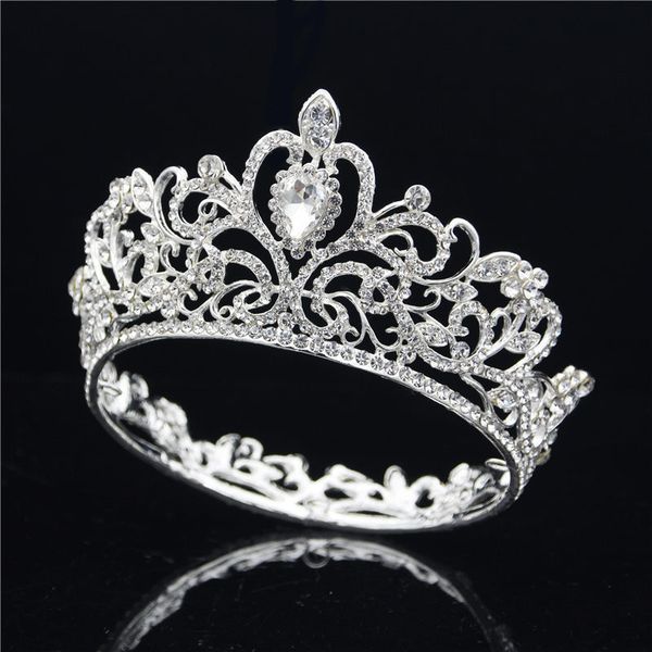 

baroque vintage queen king bride tiara crown bridal headdress ornament bride wedding tiaras crowns hair accessories, Golden;white