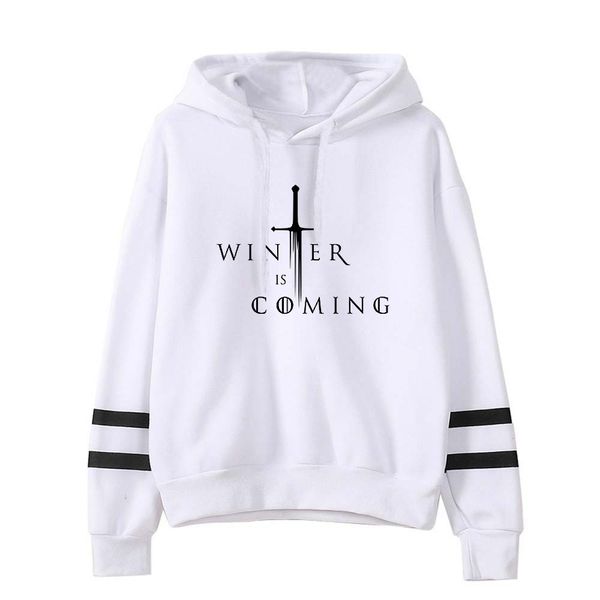 

new mens harajuku fashion kpop hoodie arya winter is coming hooded sweatshirt pullover hip hop streetwear dracarys hoody, Black