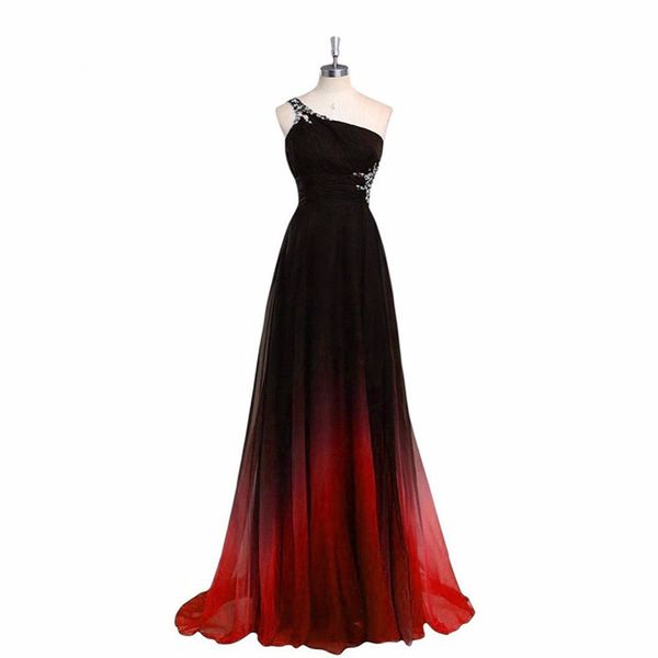 2019 Sexy Gradiente de Um Ombro A Linha de Vestidos de Festa Com Cristal Lace Up Chiffon Plus Size Formal Evening Celebrity Dresses BE14