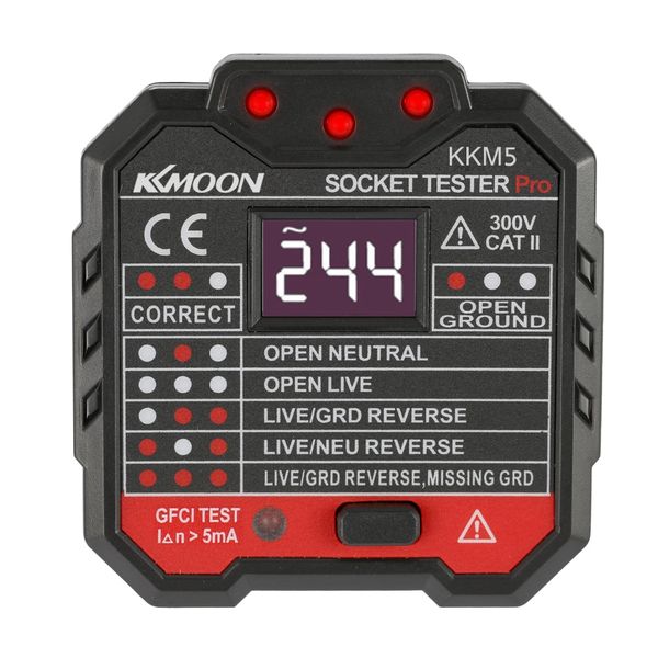 

kkmoon kkm5 digital display socket detector circuit polarity voltage tester wall plug breaker finder rcd test