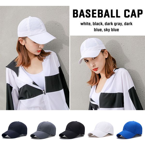 

casual quick-drying plastic dome visors sunscreen hats solid color cap baseball hat, Black;white