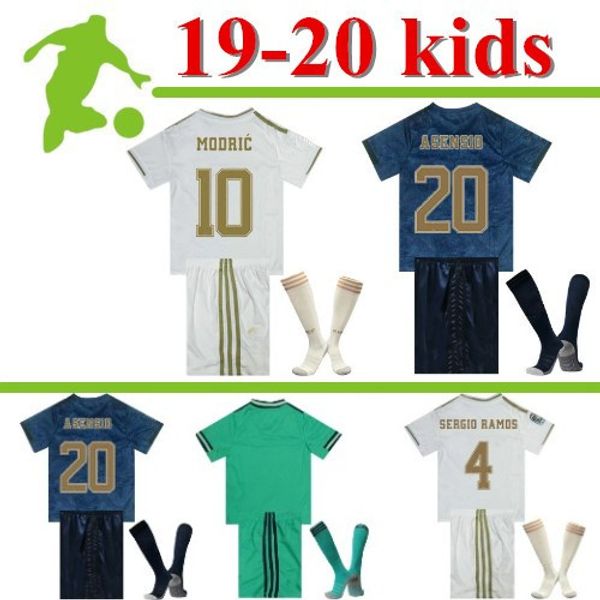 

2019 2020 real madrid kids kit soccer jerseys 19/20 home hazard white away 3rd 4th boy child youth modric 2020 sergio ramos bale football sh, Black;yellow