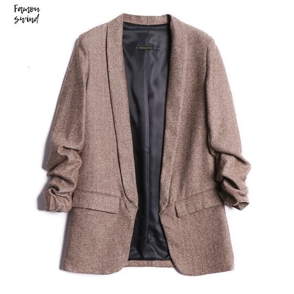

rejinapyo женщины tweed blazer vintage chic насечки ворот втулка lady вскользь blazer пальто с карманами, White;black