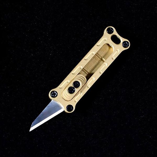

edc mini solid brass #11 blade portable utility knife paper cutter key chain outdoor camping survival tool