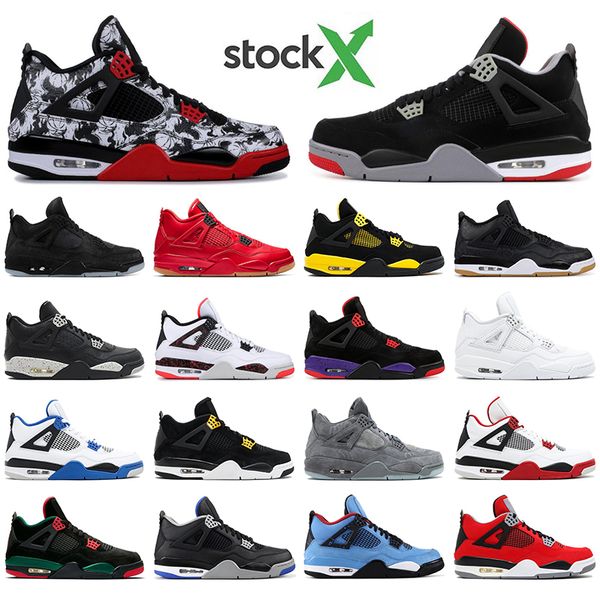 

with socks air jordan shoes 4s men basketball shoes 4 bred tattoo black cat fire red mens trainers sports sneakers, White;red