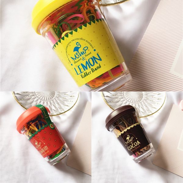 

strong rubber rubber band children's band hair rope super cute boxed cup head rope hair accessories, Slivery;white