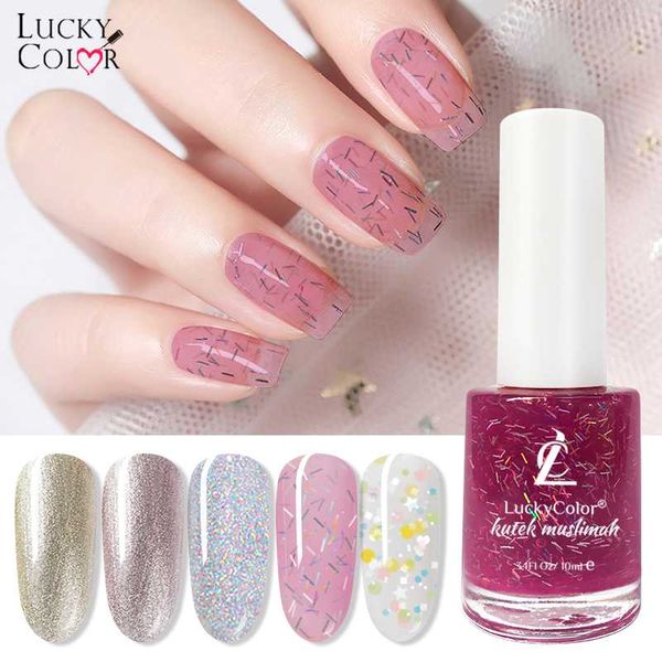 

luckycolor breathable water permeable nail polish cruelty-non-toxic vegan peel off nail lacquer wudu friendly glitter color