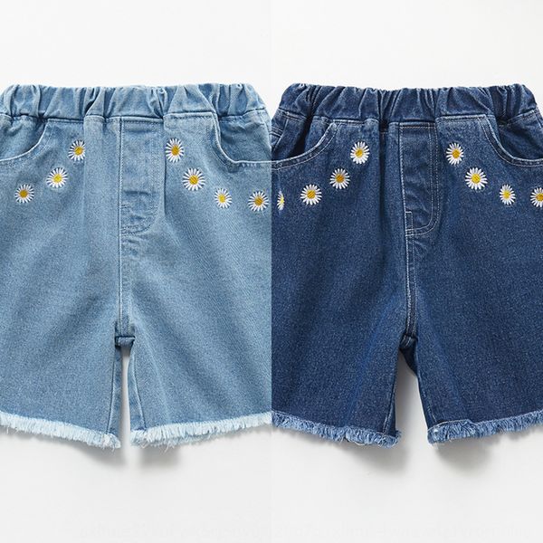 

girls' denim shorts daisy 2020 outer pants thin children's clothing western-style and jeans children's wear jeans, Blue