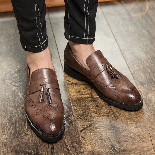 

men formal men's business dress brogue shoes for wedding party microfiber leather oxford shoes, Black