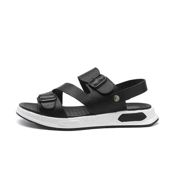 

zero more mens split leather buckle strap classics sandals summer men shoes beach breathable gladiator sandals men fashion 16tt, Black