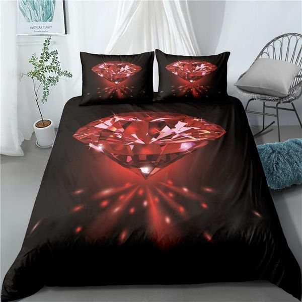

diamond bedding set shining duvet cover geometric home textiles 3d printing dark bed cover set 2/3-piece