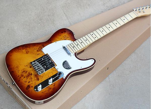 

бесплатная доставка завод заказ brown гитара электрическая с белой накладкой, белый binding body, кленовый гриф, chrome оборудований, предла