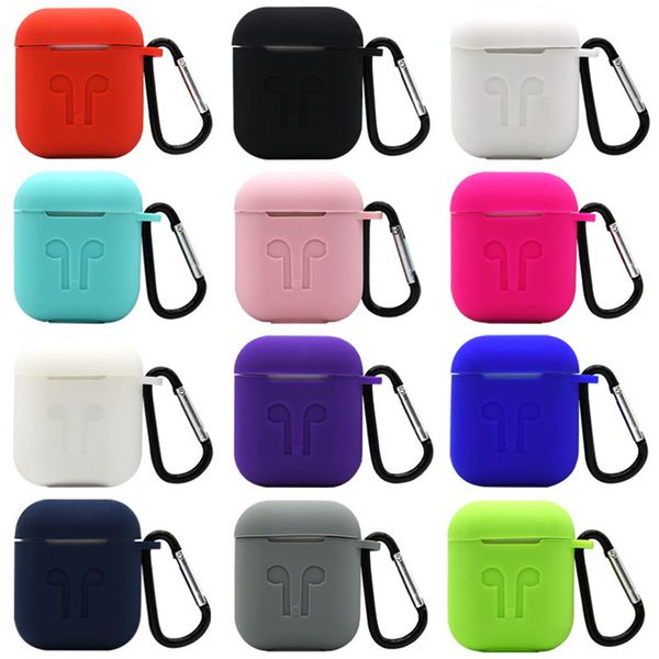 

for apple airpods cases silicone soft ultra thin protector airpod cover earpod case anti-drop with hook retail box 10 colors