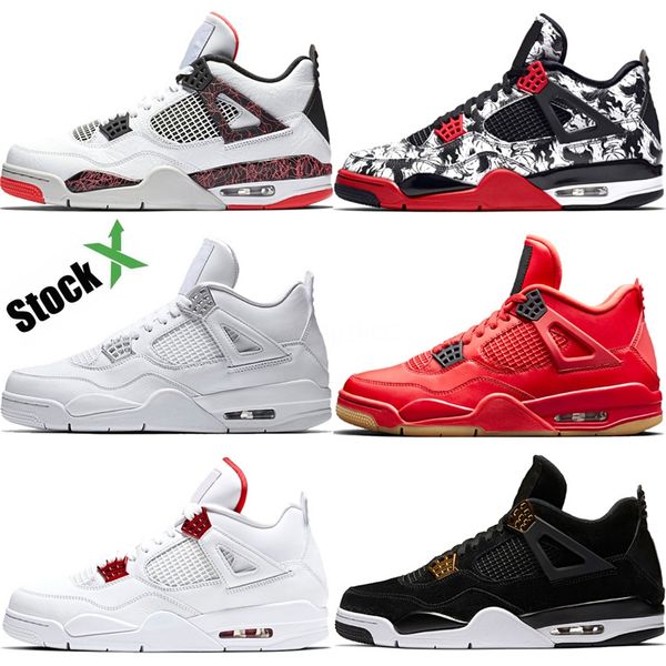 

tattoo 4 singles day 4s basketball shoes men pure money royalty white cement raptors black cat bred fire red mens retro sports sneakers #544