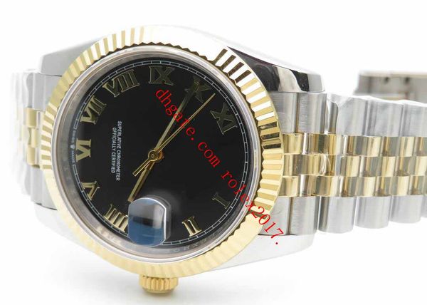 

men's products selling quality datejust 36mm black dial with roman numeral bp 2813 automatic movement 18k two tone yellow gold watches, Slivery;brown
