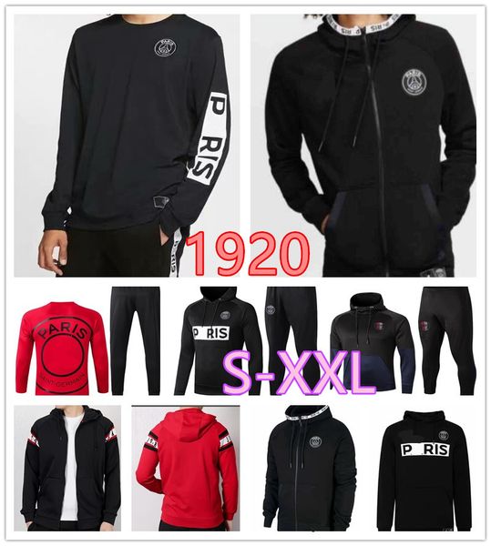 

2019 men jacket occer track uit 19 20 hooded weater pari mbappe long leeve training uit football jacket kit xxl, Black;red