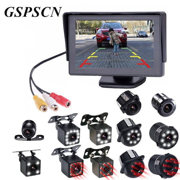 

car auto parking assistance ccd rear view camera with auxiliary guiding line backup parking + hd 4.3"color lcd car monitor
