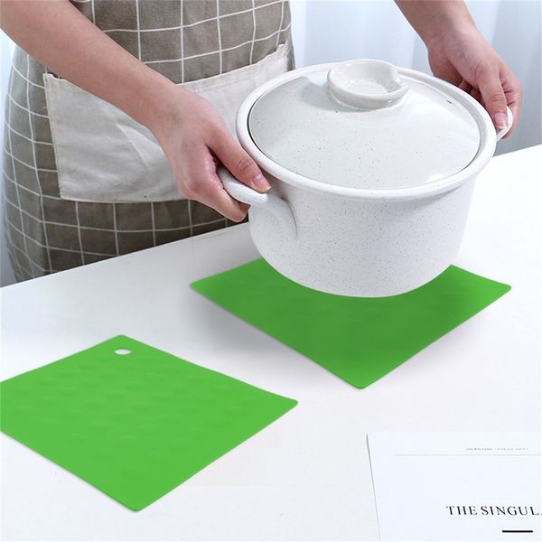 

ishowtienda silicone non-slip mat bowl square table placemat kitchen anti-pad drink placemat table mat