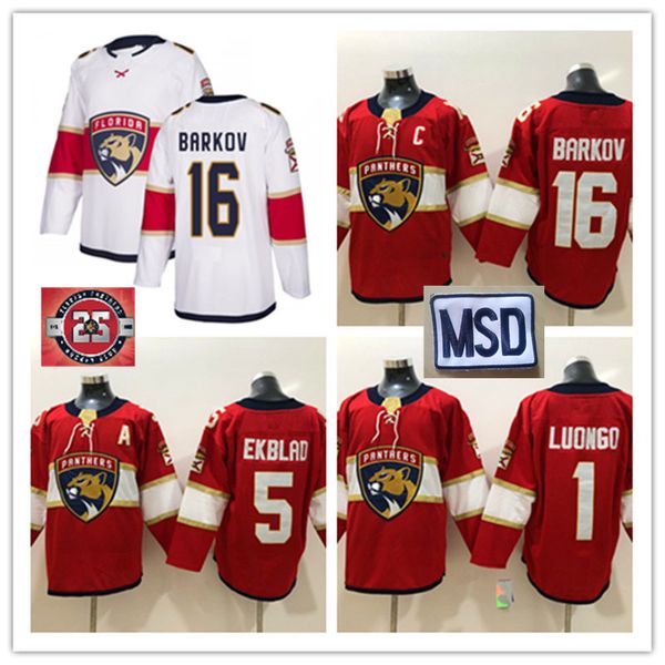 

New Florida Panthers Aleksander Barkov Jersey #1 Roberto Luongo #5 Aaron Ekblad Florida Panthers MSD patch Jersey S-3XL