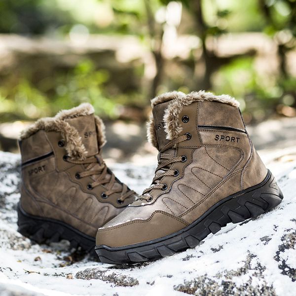 

men autumn winter snow boots super warm men waterproof leather sneakers outdoor male hiking boots work shoes