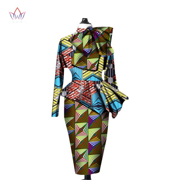 

african clothes women ankara two piece set long sleeve crops and skirt sets women bazin riche african clothing wy1394, Red