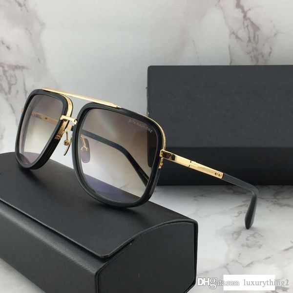 

luxury-vintage square pilot sunglasses gold brown gradient sonnenbrile fashion men designer sunglasses glasses new with box, White;black