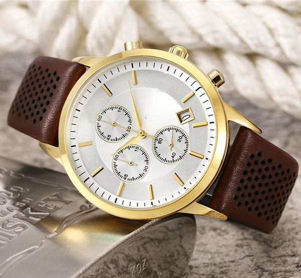 

fashion business men's quartz movement all dial work luxury men's watch stainless steel bracelet brand watch leather watch