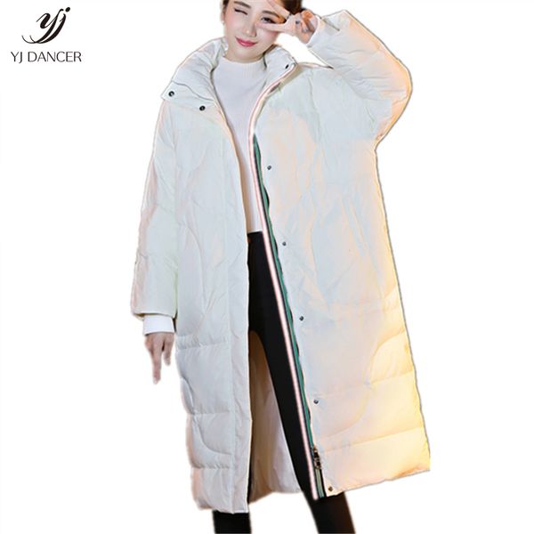 

winter down jacket coat female models 2018 fashion new high-quality stand collar loose warm down jacket long tide hjb309, Black