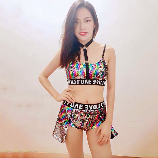 

блестки джаз танцевальные костюмы женщины ночной pole dance rave экипировка dj gogo танцоры performance одежда ds этап одежда dc3745, Black;red