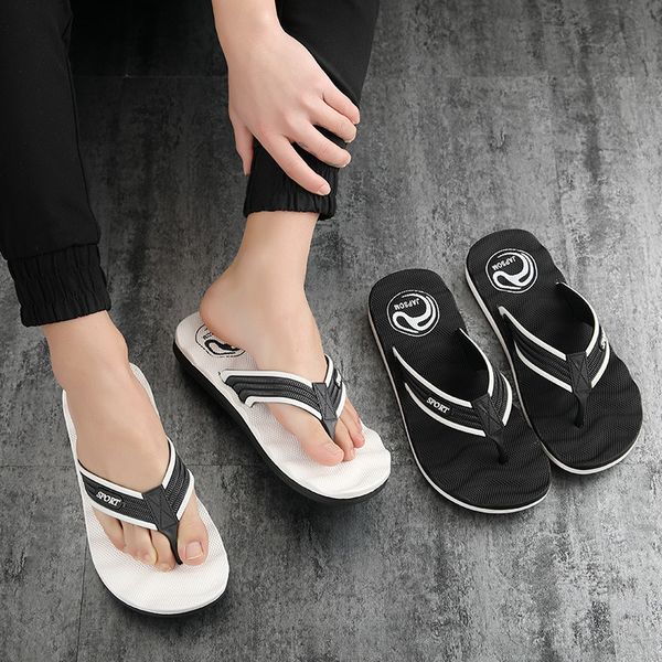 

new summer eva flip flops mens outdoor slippers massage casual beach shoes mens large size sandals, Black