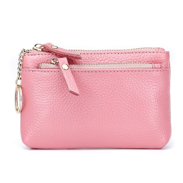 

lovely women real cow genuine leather coin purse key wallet fashion zipper mini handbag holder short small clutch, Red;black