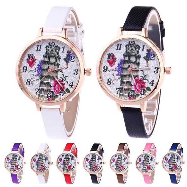 

7 colors fashionable alloy women female watch round dial analog display quartz wristwatch watchband for girl gift, Slivery;brown