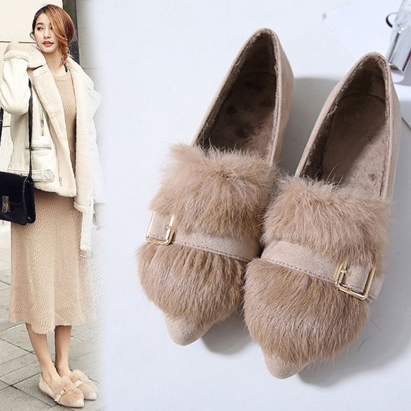 

moccasin shoes round toe 2019 fashion women's slip-on loafers fur shallow mouth casual female sneakers moccasins winter modis, Black