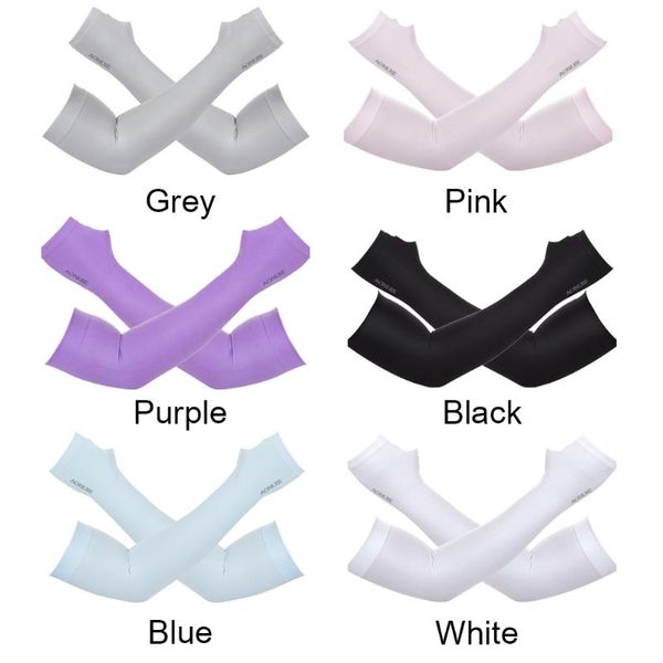 

sun protection breathable sport cycling ice silk fabric arm sleeves, Black;gray