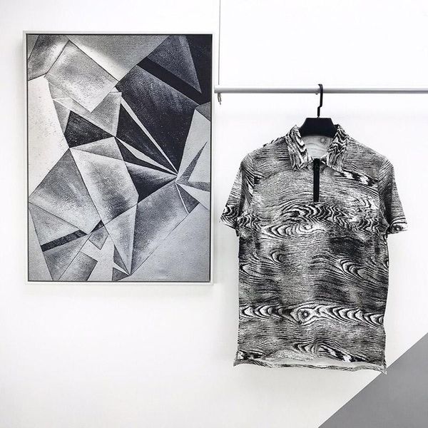

2020 luxury fashion designer europe italy grey wood grain tshirt men women zipper t shirt casual cotton polo tee, White;black