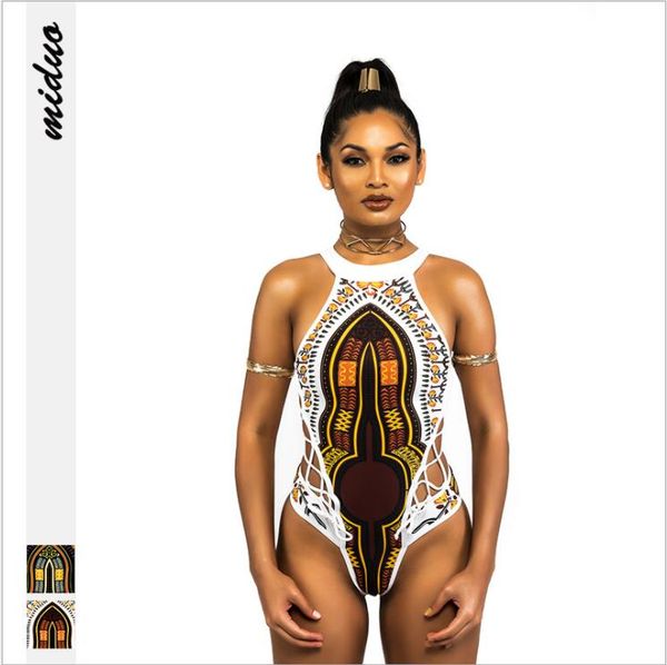 

new summer women 's digital printing zipper one-piece swimsuit backless spa hanging neck suit, Black;white