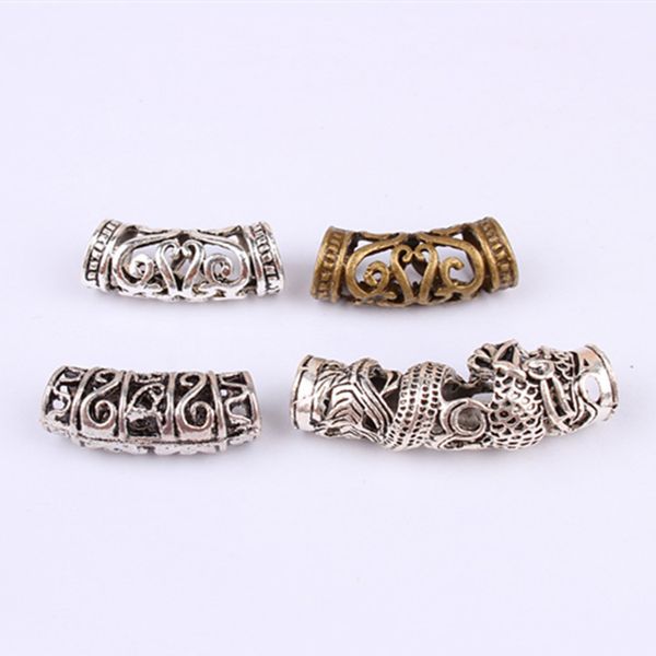 

5pcs/set african hair braid copper tube metal hollow ring dread bead dreadlock cuffs jewelry decoration accessories, Black