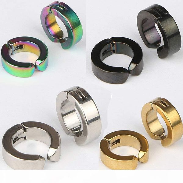 

4 colors stainless steel earrings for men,women titanium steel hypoallergenic earrings without pierced ears clip-on earrings colorful 4x9mm, Golden;silver
