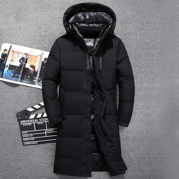 

new quality winter duck down jackets men 2019 fashion casual mens thickening hooded outwear x-long black coat 3xl down parka men