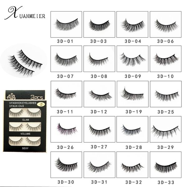 

3 pairs 3d mink natural false eyelashes hand made mink eyelashes beauty thick long fake eye lashes eyelash