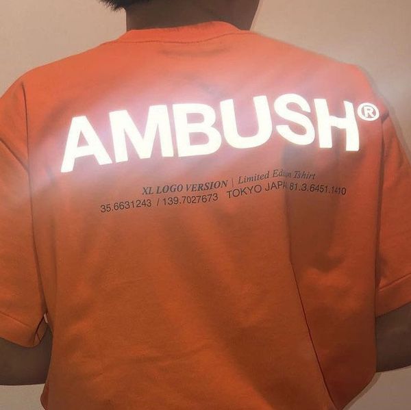 

19ss ambush t shirt 3m светоотражающие 1: 1 высокое качество high street хип-хоп хлопок топ тис xxxtentacion засада футболка, White;black