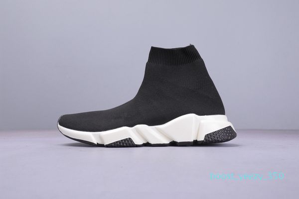 

2019 new paris speed trainers knit sock shoe original luxury designer mens womens sneakers high casual with box b35, Black