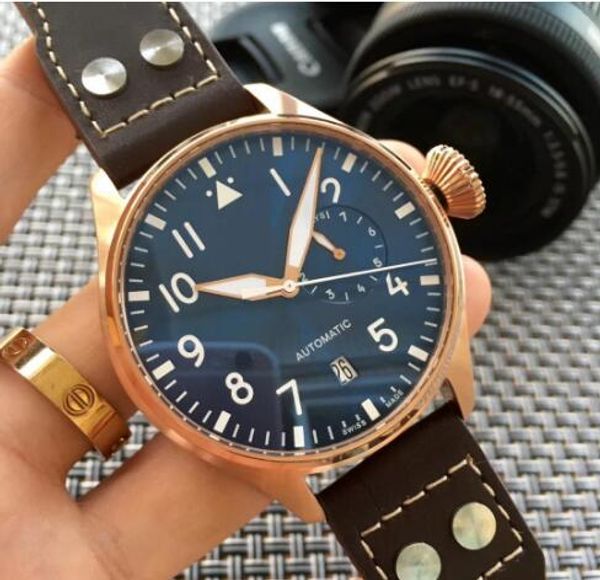 

2019 Высокое качество наручных часов Big Pilot Midnight Blue Dial Автоматические мужские часы 46