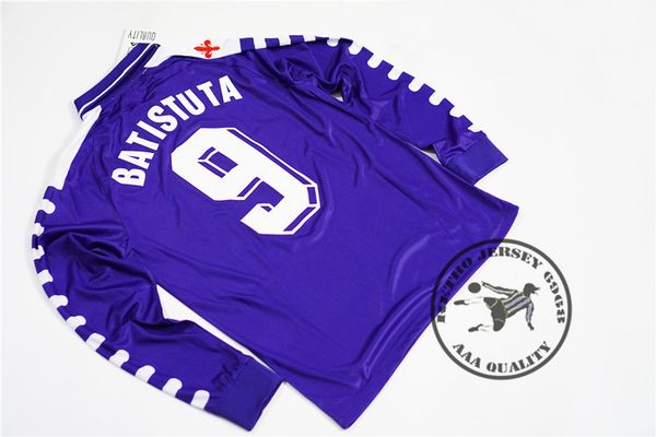 

1998-1999 old fiorentina rui costa batistuta retro long sleeves soccer jersey old shirts calssical football unifroms, Black;yellow