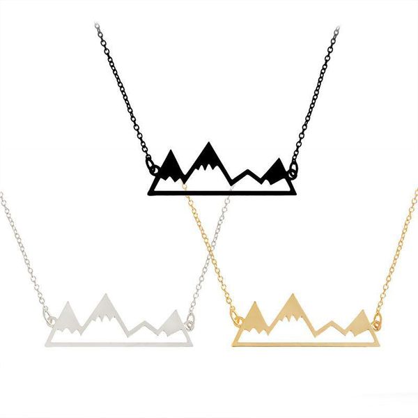 

2020 minimalist mountain pendant snowy mountain necklace hiking outdoor travel jewelry mountains climbing gifts, Silver