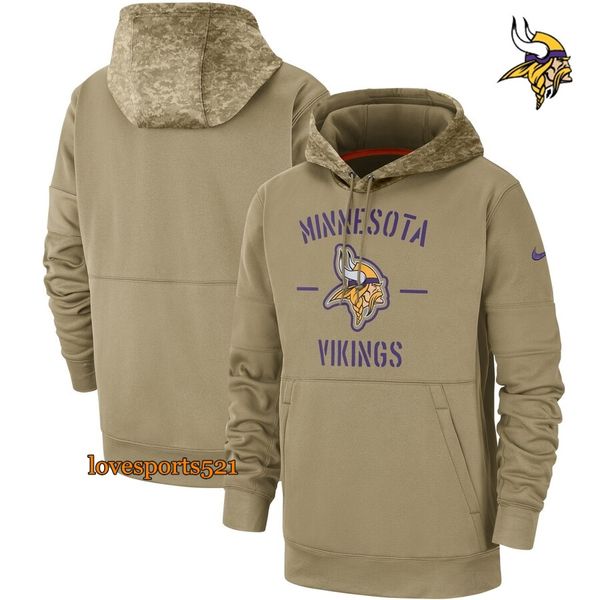 

2019 mens women youth minnesota vikings nfl nike tan vintage sweatshirt salute to service sideline therma pullover hoodie, Blue;black