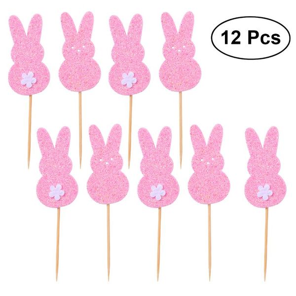 

12pcs cute glitter easter cake picks cake er paper cupcake ers easter supplies baby shower birthday party favors