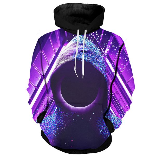 

cloudstyle 2019 3d streetwear men dispersion effect 3d print men's sportswear hip hop hoodies men purple fashionable, Black