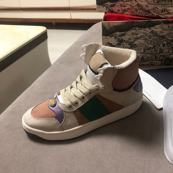 

new womens luxury casual shoes mens designer shoes fashion party platform shoes velvet athletics flat height sneakers 01c, Black